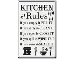 Vintage metalen wanddecoratie voor keuken en woonkamer - Grappig tinnen bord muurschildering