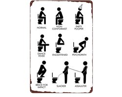 Vintage Metalen WC Bord - Grappige Badkamer Wanddecoratie