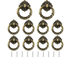 Vintage Meubelhendels - 10 Stuks Antieke Deurgrepen voor Kasten en Lades - Messing Knoppen voor Houten Meubels met Schroeven
