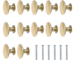 Vintage Meubelknoppen - 12x Ronde Kastknop - 30MM - Goudkleurige knoppen van deurtjes en lades