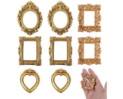 Vintage Mini Fotolijstjes - 8 Stuks - Kleine gouden frames - Fotolijst - uropese Reliëf Foto Frames - Barokstijl - fotolijsten - Vintage hars fotolijst - DIY - Zonder Glas en Achterkant - Geschikt voor zelfgemaakte telefoonhoesjes, koelkastmagneten