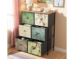 Vintage opbergkast 67,5x30x86,5 cm – schoenenkast & dressoir met 6 lades, retro patroon, multifunctioneel meubel