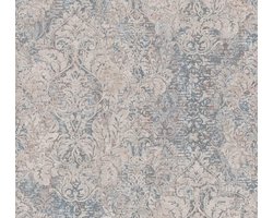 VINTAGE ORNAMENTEN EN BLOEMEN | Met Glitters - beige blauw bruin zilver - Livingwalls Mata Hari