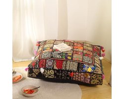 Vintage Patchwork Tuin Kussen - Grote Bodem Zitzak voor Buiten en Binnen