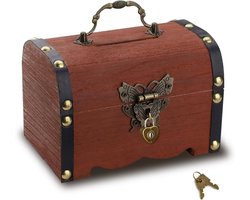 Vintage Piggy Bank - Houten Spaarpot voor Volwassenen met Slot - Schatkist Spaarpot - Geldbox voor Mannen en Vrouwen (S)