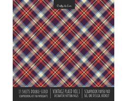 Vintage Plaid 1 Scrapbook Paper Pad 8x8 Scrapbooking Kit for Cardmaking Gifts, DIY Crafts, Printmaking, Papercrafts, Decorative Pattern Pages