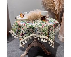 Vintage rond tafelkleed, jacquard, voor ronde tafels en salontafels (140*180cm) - groen