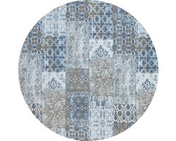Vintage rond vloerkleed - Patchwork - Tapijten woonkamer - Twilight blauw - 200cm ø
