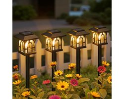 Vintage Solarlampen voor buiten tuin - Set van 4 stuks met warm wit wolfraam, IP65 waterdicht.