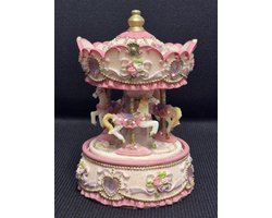 Vintage Speeldoos Carrousel - Muziekdoos - Eine kleine Nachtmusik Mozart - (hxbxd) ca. 16cm x 11cm x 11cm