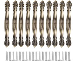Vintage Stijl Bronzen Deurgrepen - 10 Sets Antieke Koper Handgrepen voor Kast, Lade en Kledingkast, Perfect voor Thuis en Kantoor