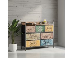 Vintage Stijl Stoffen Ladenkast – 7 Schubladen Opbergkast voor Woonkamer, Slaapkamer & Hal – Robuust Metaalframe – Multifunctionele Opbergoplossing – Furniture Land