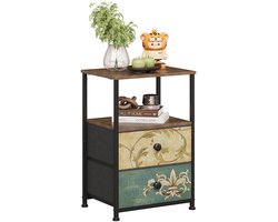 Vintage stoffen ladekast - Ruimtevriendelijk ontwerp - 1 stuk - Hout en stof - 40x30x60 cm