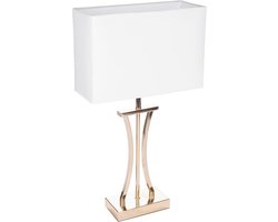 Vintage Tafellamp Goud met Witte Linnen Kap 50 cm Hoog