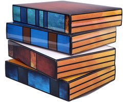 Vintage tafellamp in de vorm van een gestapeld boek van kleurrijk PVC, geschikt als sfeervolle en veelzijdige leeslamp voor op nachtkastje of bureau