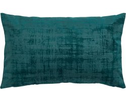 Vintage Velvet Dark Turquoise Kussen | 30 X 50 | Sierkussen Voor Woonkamer Of Slaapkamer