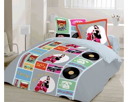 Vintage Vibes - dekbedovertrek 140 x 200 Katoen - zacht en luchtdoorlatende dekbedovertrekken - dekbedovertrek met 1 kussensloop