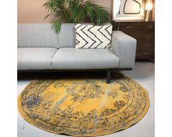 Vintage Vloerkleed Bloom rond - Geel - EVA Interior - Rond 200 Ø - (L)