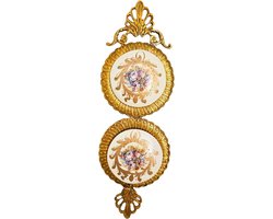 Vintage Wanddecoratie Dubbel Bloemenpaneel – Goudkleurig – Handgemaakt – 39x13 cm – Saraya Abden