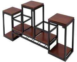 Vintage Wandgemonteerde Wijnrek - Houten & Metalen Opslagrek voor Keuken, Restaurant & Bar