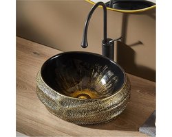 Vintage waskom 45 x40 ovaal goud met plug