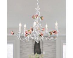 Vintage Witte Kroonluchter voor Woonkamer, Slaapkamer en Eetkamer - 5 Lampen