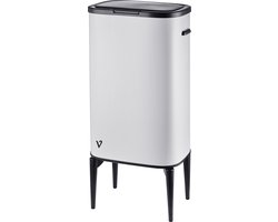 Vintura Living Pearl Matt white - Prullenbak - 60 liter afvalzak - Fingerprint proof - Luxe design - Afvalemmer - Vuilnisbak voor Huishouden en Kantoor - Afvalbak - Mat wit