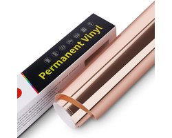 Vinyl Folie - 30,5 cm x 305 cm Permanent Zelfklevende Plotterfolie Vinyl, Zelfklevende Premium Waterdichte Plotter Vinyl Rol voor Cricut, Silhouette Cameo, Sticker (Chroom Rosé Goud)