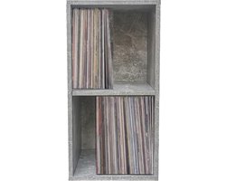 Vinyl lp platen opbergkast - opbergen lp vinyl platen - boekenkast - grijs beton