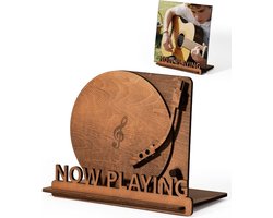 Vinyl Platenhouder - LP Standaard - Now Playing Vinyl Display - Albumhouder - Vinylplaten Opslag - Spiraalgroef Textuur - LP Vinyl Houder - Rustiek Woonaccessoire - Vinyl Liefhebbers Cadeau - Platenstandaard - LP Accessoires - Zwart