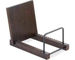 Vinyl Recording Storage Houder - Houten Stand met Zwart Metalen Rek - Moderne Album Display en Thuis Decor Organizer voor Vinyl Albums - Houdt tot 30 Albums - Bruin