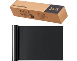 Vinylrol met Warmteoverdracht, 304,8 X 7260 mm, Glanzend Zwarte Htv voor Opstrijktoepassingen, Gemakkelijk Te Knippen En Te Wieden, Duurzame Hechting, Compatibel met Snijmachines, Geschikt voor T-Shirts, Kussens, Hoeden En Meer