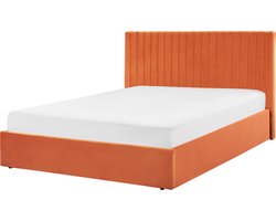 VION - Bed met opbergruimte - Oranje - 160 x 200 cm - Fluweel