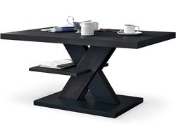 Viosimc Salontafel, Zwart Houtskool & Wit, Moderne Sofa Tafel, Modern Meubilair (Houtskool, Zwart)