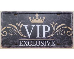 VIP Exclusive License plate wandbord van metaal METALEN-WANDBORD - MUURPLAAT - VINTAGE - RETRO - HORECA- BORD-WANDDECORATIE -TEKSTBORD - DECORATIEBORD - RECLAMEPLAAT - WANDPLAAT - NOSTALGIE -CAFE- BAR -MANCAVE- KROEG- MAN CAVE