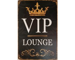 VIP Lounge Reclamebord van metaal METALEN-WANDBORD - MUURPLAAT - VINTAGE - RETRO - HORECA- BORD-WANDDECORATIE -TEKSTBORD - DECORATIEBORD - RECLAMEPLAAT - WANDPLAAT - NOSTALGIE -CAFE- BAR -MANCAVE- KROEG- MAN CAVE