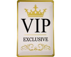 Vip wit - Wandbord - Mancave - Metalen wandbord - Mancave decoratie - VIP - Metalen bord - 20 x 30cm - Decoratie - Metal sign - Tekst bord - Decoratie - Metalen borden - Wandborden - UV bestendig - B