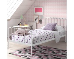 Vipack Alice Metalen Bedframe met Lattenbodem - Kinderbed - 90x200 cm - Wit