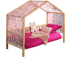Vipack - Bedhuisje Dallas 2 & voile met vlindermotief - 90x200 - Bruin