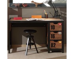Vipack Bureau Daan - 130 x 75 x 60 cm - bruin/zwart