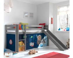 Vipack - Halfhoogslaper Astrid grijs met glijbaan - 90x200 - Grijs