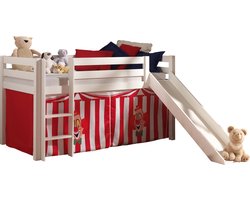 Vipack - Halfhoogslaper Astrid met glijbaan & bedtent Circus - 90x200 - Wit