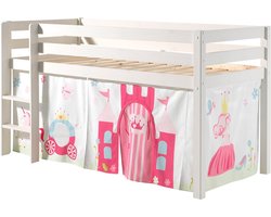 Vipack - Halfhoogslaper Charlotte met bedtent princess II - 90x200 - Wit
