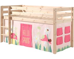 Vipack - Halfhoogslaper Charlotte met bedtent Spring - 90x200 - Bruin