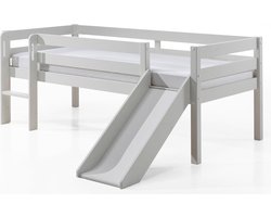 Vipack Halfhoogslaper Pino met glijbaan - 90 x 200 cm - wit
