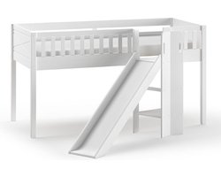 Vipack Halfhoogslaper Scott met glijbaan - 90 x 200 cm - wit