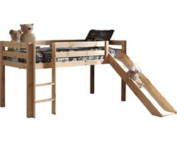 Vipack Hoogslaper Pino met glijbaan - 90 x 200 cm - natuur