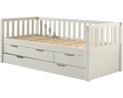 Vipack - Kajuitbed Friedrich met 3 lades en onderbed dennenhout - 90x200 - Wit