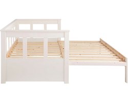 Vipack Kajuitbed spijlen uitschuifbaar Pino - 90 x 200 cm - wit