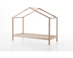 Vipack Kinderbed Dallas 90x200cm - Bed als Huis - Bedframe met Dak - Peuterbed - Kajuitbed - Ledikant - Wit